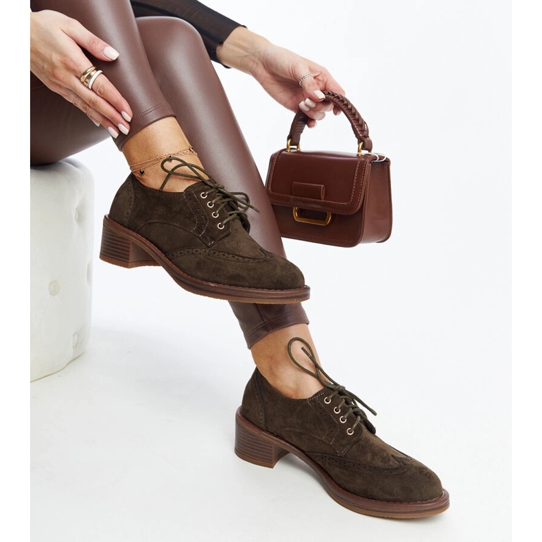 Zelene cipele s visokom petom od brušene kože iz Tigarda zelena 1