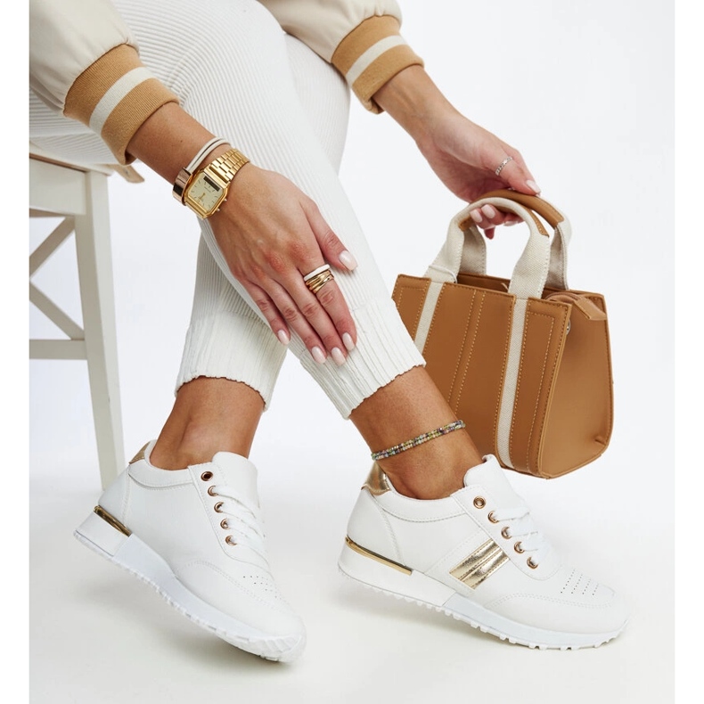 Bijelo zlatne tenisice na Nihad gumenoj platformi bijela 1