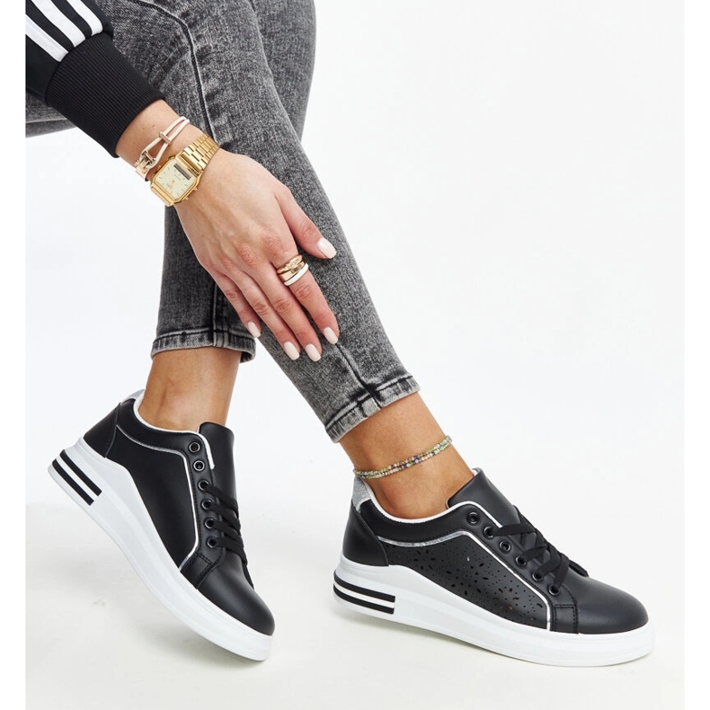 Crne ažur tenisice sa Zorka šljokicama crno 2