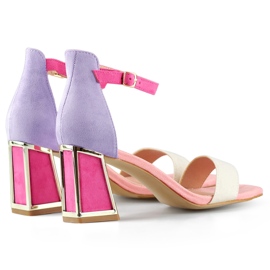 Ružičaste ženske sandale na visoku petu s kopčanjem oko gležnja ružičasta 1