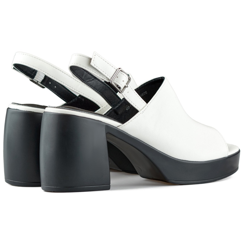 Bijele ženske sandale sa crnom petom bijela 1