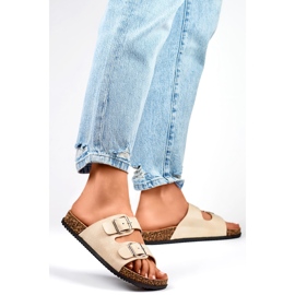 Bež ženske japanke s dvije kopče 1