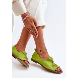 Zazoo 2660 Ženske kožne balerinke, limeta zelena 1