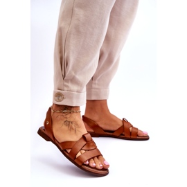 Zazoo Udobne smeđe Kayla kožne natikače smeđa 3