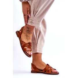 Zazoo Udobne smeđe Kayla kožne natikače smeđa 4