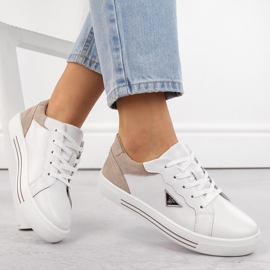 Ženske kožne sportske cipele na vezanje, bijele, Filippo DP6049 bijela 1