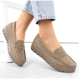 Kožne antilop cipele ženske natikače mokasine bež Filippo DP6045 1