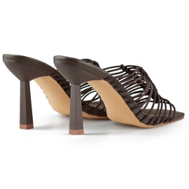 Japanke na visoku petu, elegantne, fleksibilne ženske japanke na visoku petu smeđe boje smeđa 1