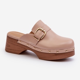 Ženske bež Seprilla Clog japanke s kopčom 1