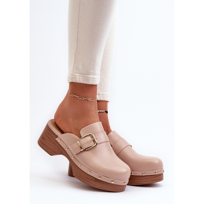 Ženske bež Seprilla Clog japanke s kopčom 2