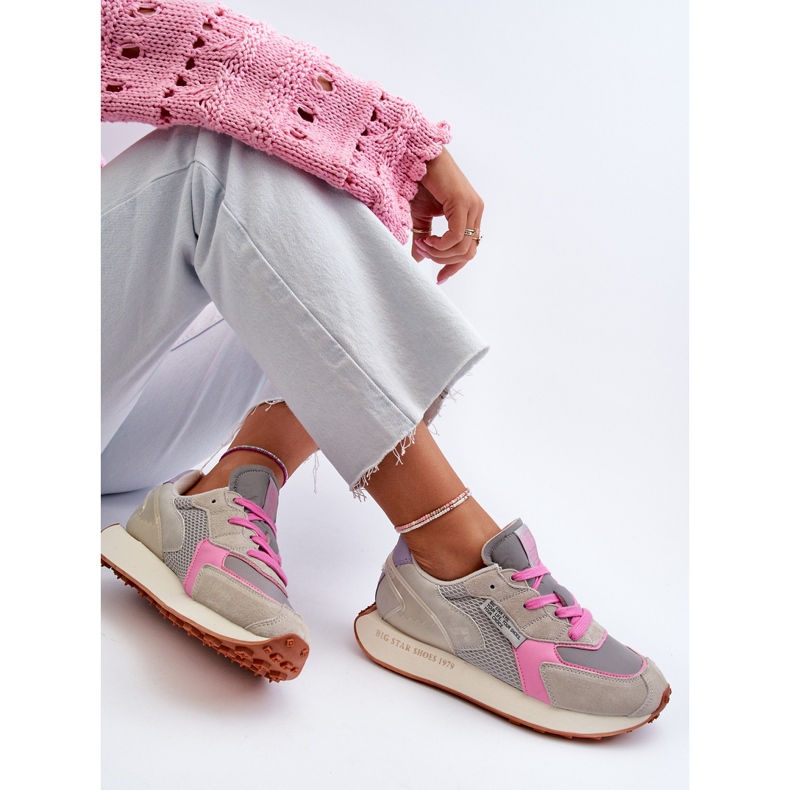 Ženske tenisice na platformi Memory Foam System Big Star NN274680 Sivo-roza siva 2