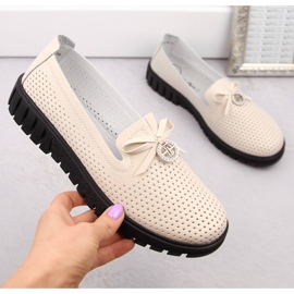 Ženske ažurne kožne natikače, bež Filippo DP6057 1