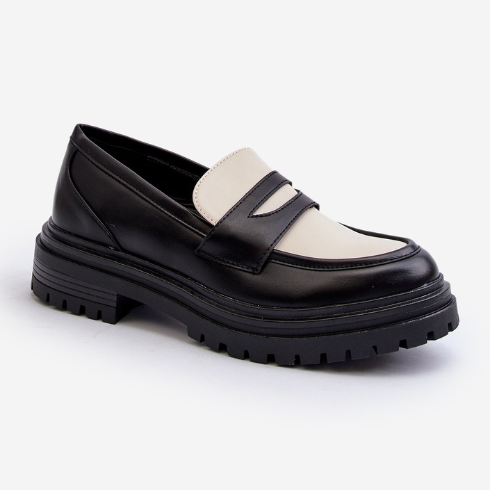 Ženske mokasine s ravnom petom i platformom crne Kaldire crno 1
