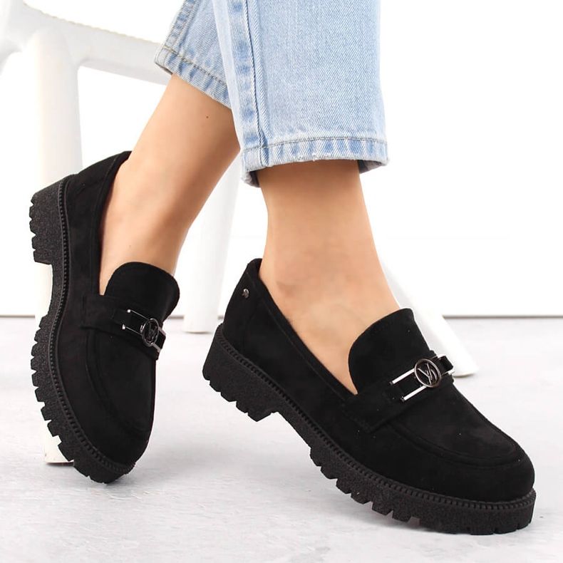 Ženske cipele od brušene kože, crne mokasine Potocki YQ21047 crna 1