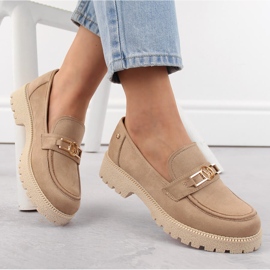 Ženske cipele od brušene kože, bež mokasine Potocki YQ21047 1