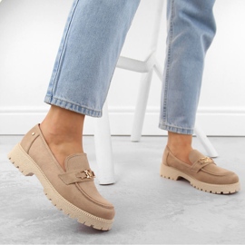 Ženske cipele od brušene kože, bež mokasine Potocki YQ21047 2