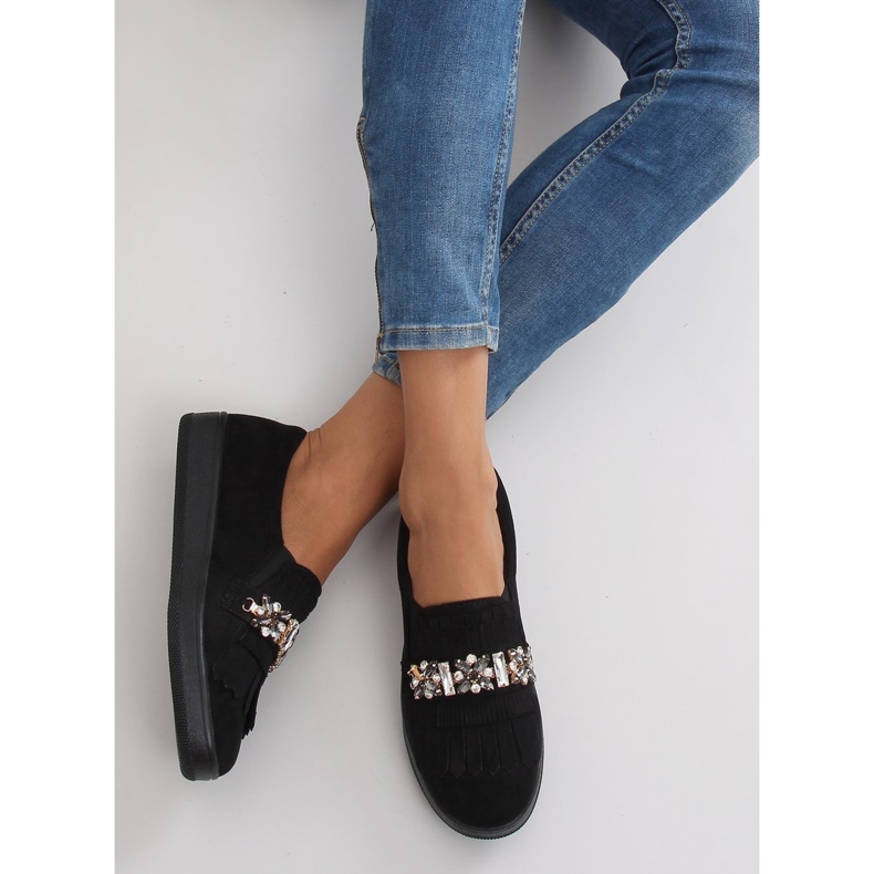 Sliponi na bisernom potplatu t277p Crni crna 1