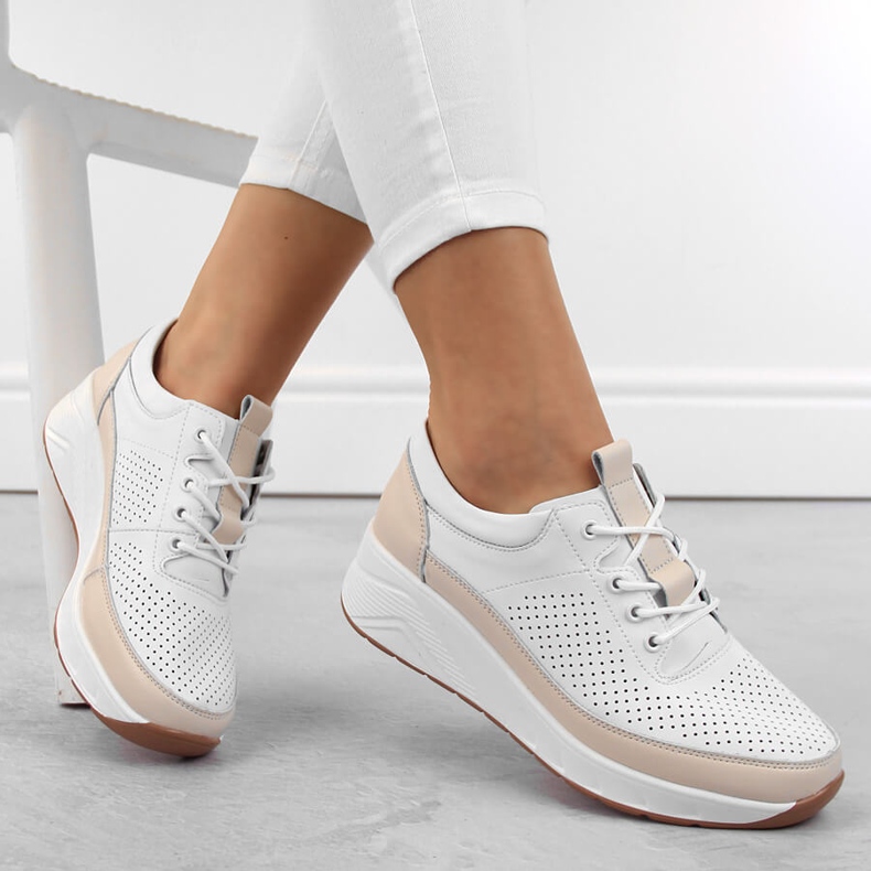 Kožne sportske cipele za žene, wedge tenisice, bijele Artiker 54C1742 bijela 1