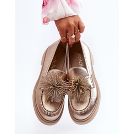 CheBello ženske kožne mokasine 4383 zlatne zlatni 2