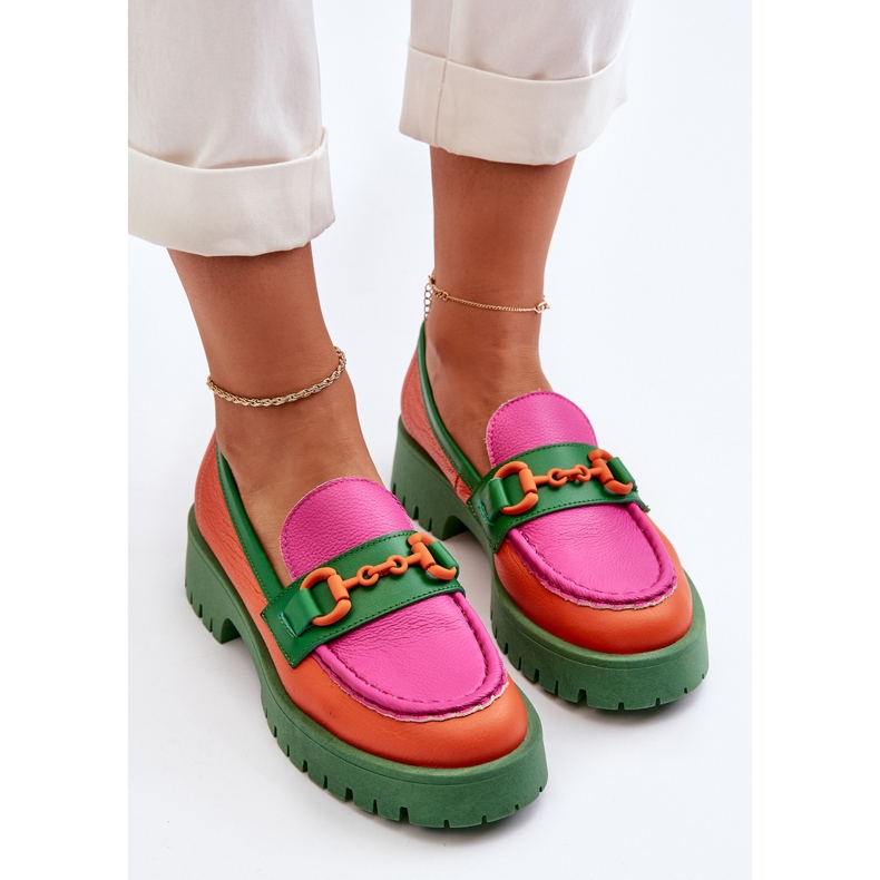 Ženske kožne mokasine s ukrasom CheBello 4444 Narančasta višebojan 1