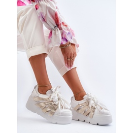 Zazoo 2F-7033 Tenisice na masivnoj platformi bijele i zlatne boje bijela 1