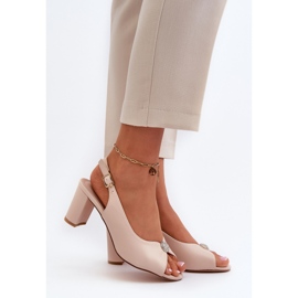 Evento Elegantne sandale na visoku petu sa ukrasom, Beige Trasea bež 1