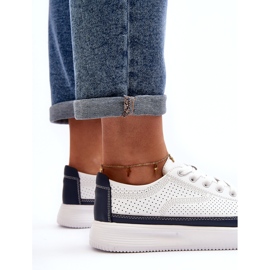 Sergio Leone Ženske kožne sportske cipele, tenisice, bijele i tamnoplave bijela 4