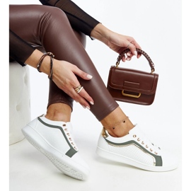 Bijelo-zelene tenisice na Amala platformi bijela 1