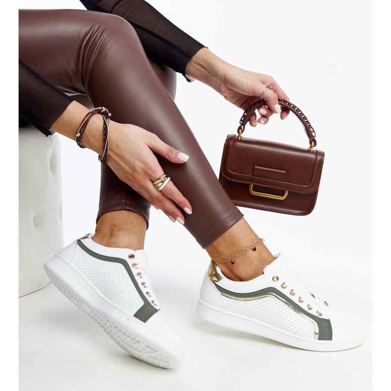 Bijelo-zelene tenisice na Amala platformi bijela 1