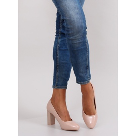 Lakirane pumpice široka peta m263p Bež raznobojna ružičasta 1