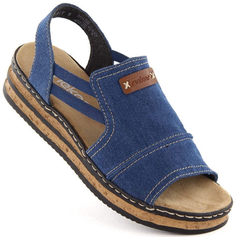 Udobne Rieker W RKR684 jeans sandale s platformom 1