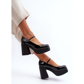 Ženske lakirane cipele na platformu i visoku petu Big Star NN274004 Crne crno 1