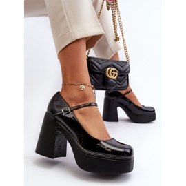 Ženske lakirane cipele na platformu i visoku petu Big Star NN274004 Crne crna 2