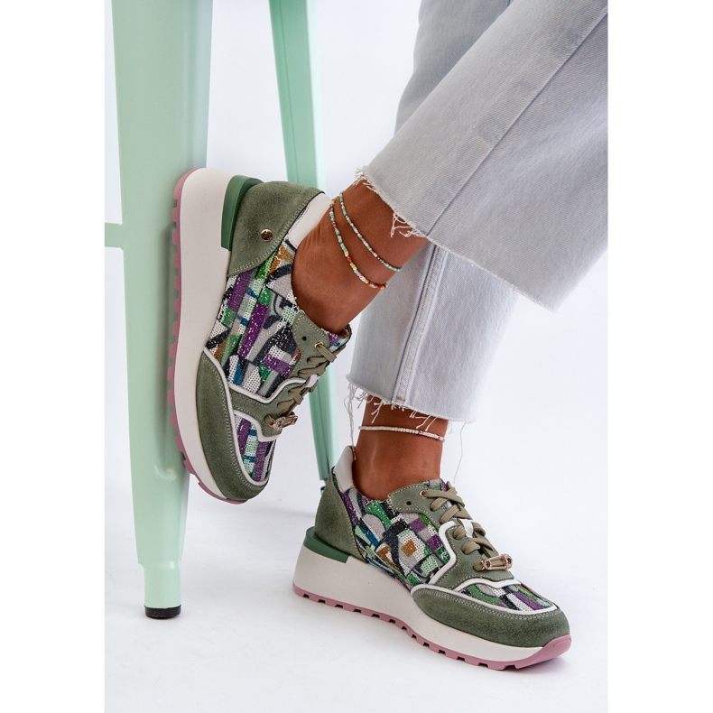 Ženske kožne tenisice na platformu Maciejka 06390-09 Celadon zelena 1