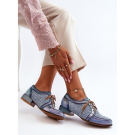 Ženske cipele na vezanje od prirodne kože Maciejka 06452-06 plave plava 1