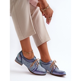 Ženske cipele na vezanje od prirodne kože Maciejka 06452-06 plave plava 2