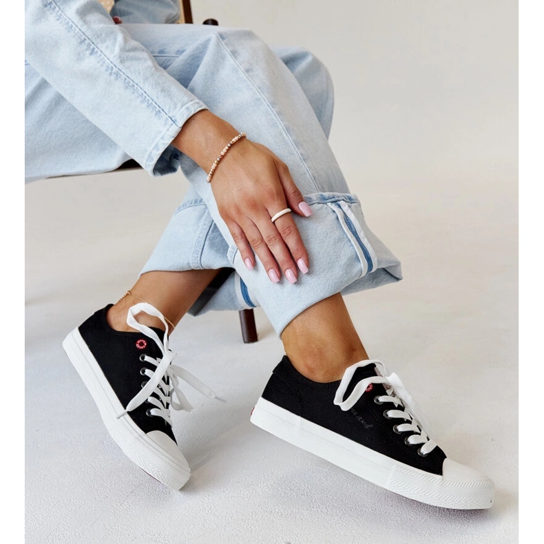 Crne ženske Cross Jeans tenisice od tkanine crna 1