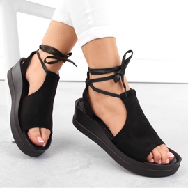Ženske crne sandale na vezanje Potocki 21331 crna 1