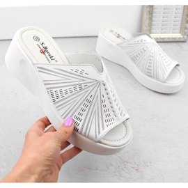 Udobne ženske kožne papuče na wedge, bijele, S.Barski LR275 bijela 1