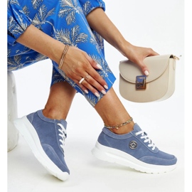 Plave kožne cipele s ukrasnom kopčom plava 1