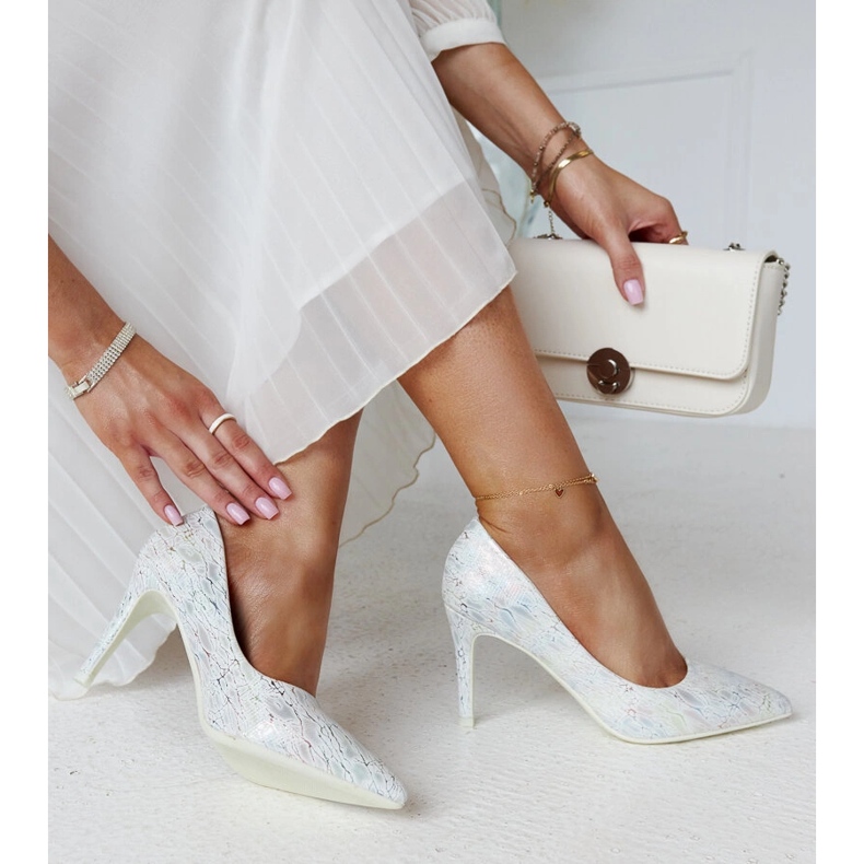 Srebrne metalik visoke pete s kožnim Gantier umetkom srebro 1