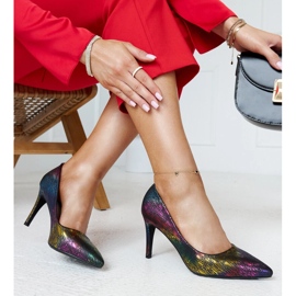 Šarene metalik visoke pete s kožnim Gantier umetkom višebojan 1
