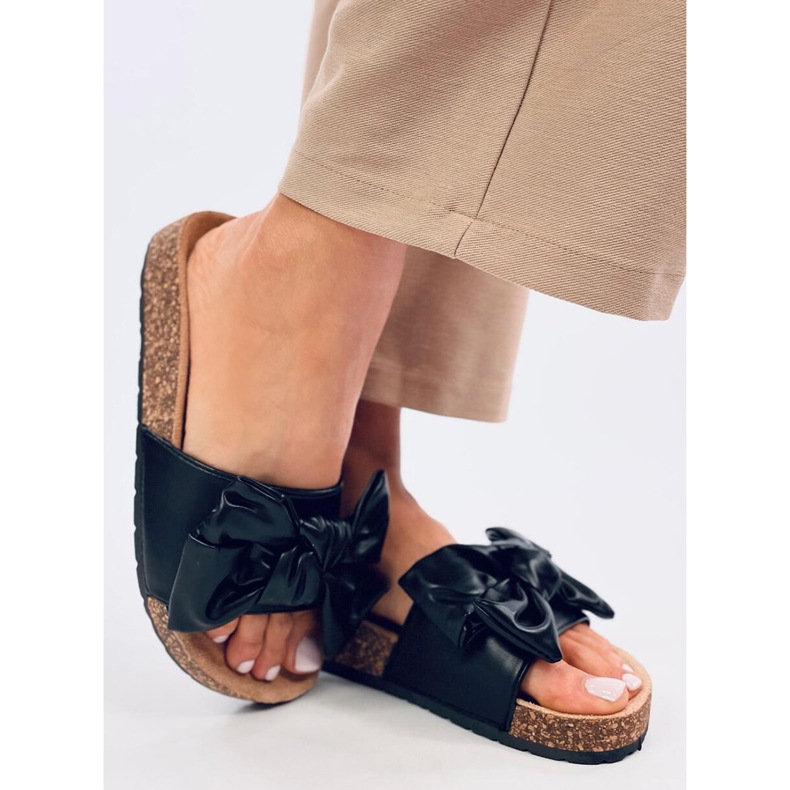 Bussi Papuče od crnog pluta s mašnom crna 2