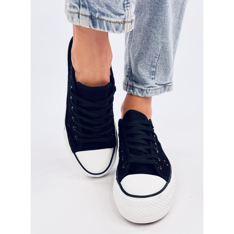 Ferrie Crne čipkaste tenisice crno 1