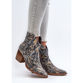 Ženske kožne kaubojske čizme na visoku petu Maciejka 05776-13 Plave plava 2