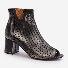 Kožne otvorene čizme Maciejka 05420-01 crne crna 2