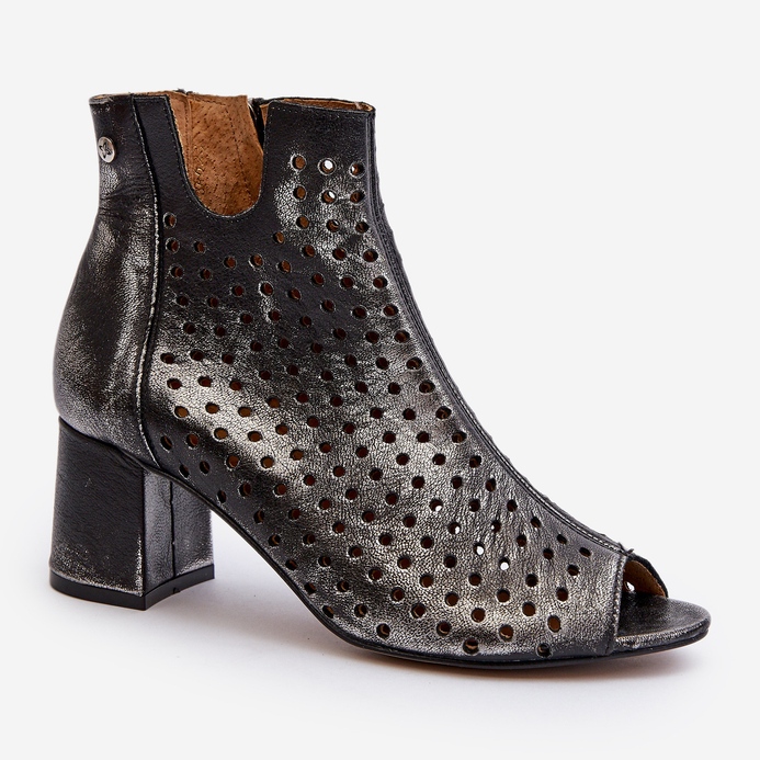 Kožne otvorene čizme Maciejka 05420-01 crne crna 2