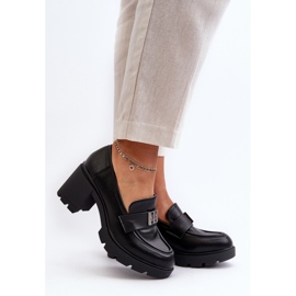 Ženske cipele s masivnom petom i ukrasom, crne Ranunca crna 2