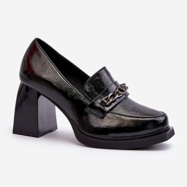 Vinceza Lakirane crne terimene salonke s debelim potpeticama crna 1