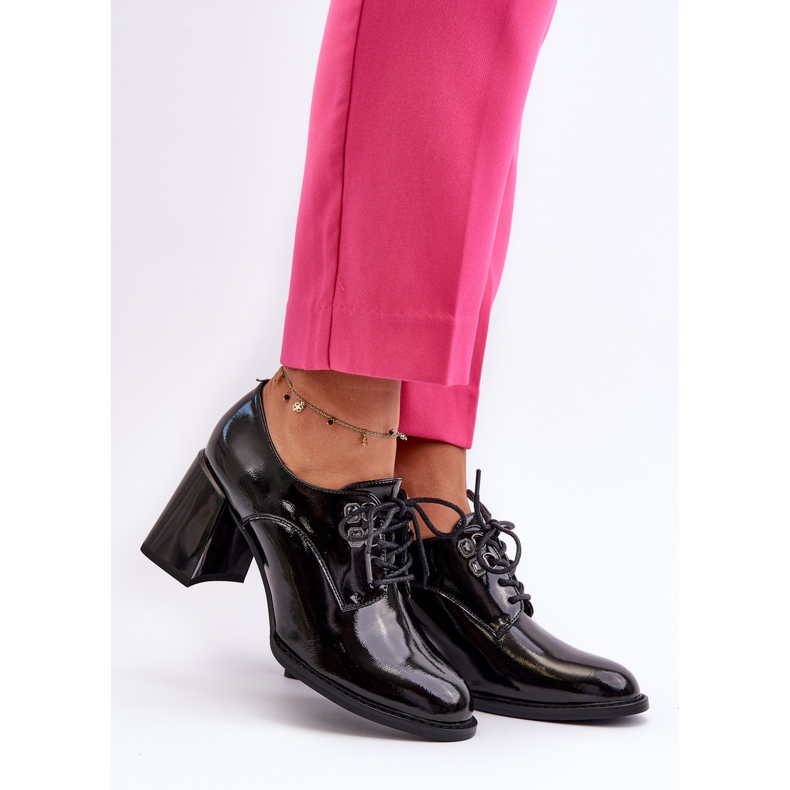 Vinceza Crne Nelione ženske lakirane cipele na visoku petu crna 2